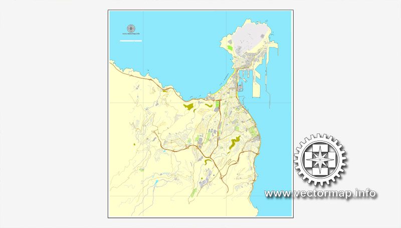Map vector Las Palmas, Spain, printable vector street City Plan map, full editable, Adobe illustrator, full vector Map for design, print, arts, projects, presentations, for architects, designers and builders