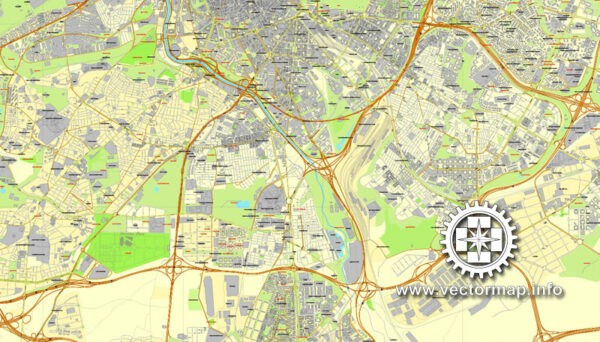 Madrid, Spain, printable vector street City Plan map, full editable ...