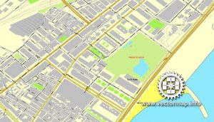Malaga, Spain, printable vector street City Plan map, full editable ...