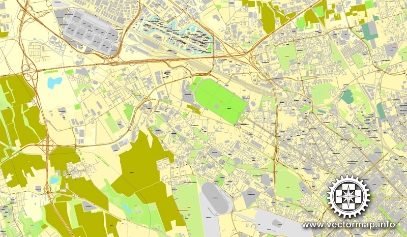 Milan / Milano, Italy, printable vector street map, 4 parts City Plan, full editable, Adobe Illustrator, Royalty free, full vector, scalable, editable, text format street names,