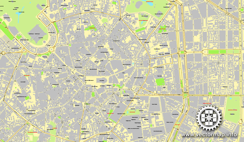 Milan / Milano, Italy, printable vector street map, 4 parts City Plan, full editable, Adobe Illustrator, Royalty free, full vector, scalable, editable, text format street names,