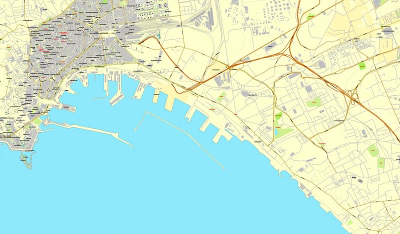 Naples / Napoli, Italy, printable vector street map City Plan, full editable, Adobe Illustrator, Royalty free, full vector, scalable, editable, text format street names