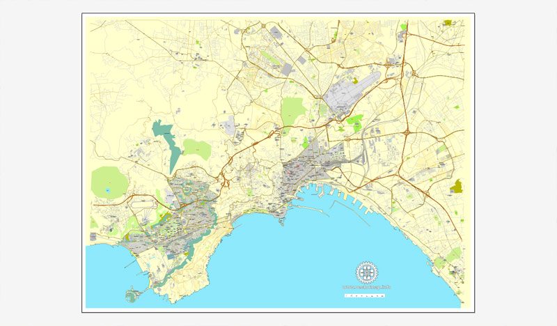Naples / Napoli, Italy, printable vector street map City Plan, full editable, Adobe Illustrator, Royalty free, full vector, scalable, editable, text format street names