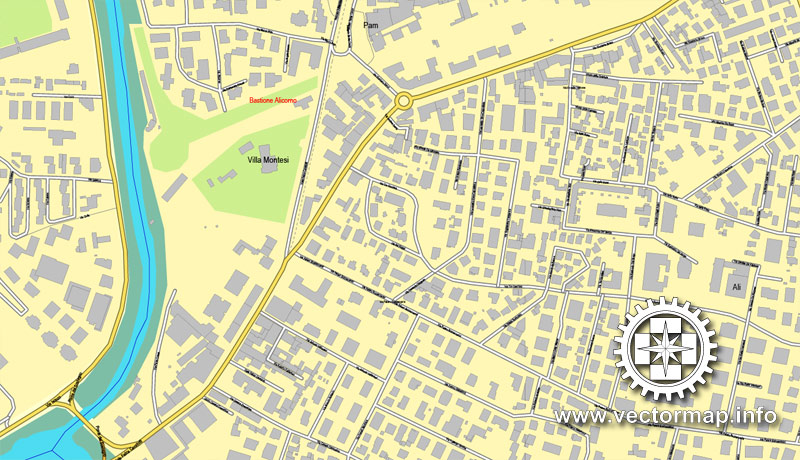 Padova / Padua, Italy, printable vector street map City Plan, full editable, Adobe Illustrator, Royalty free