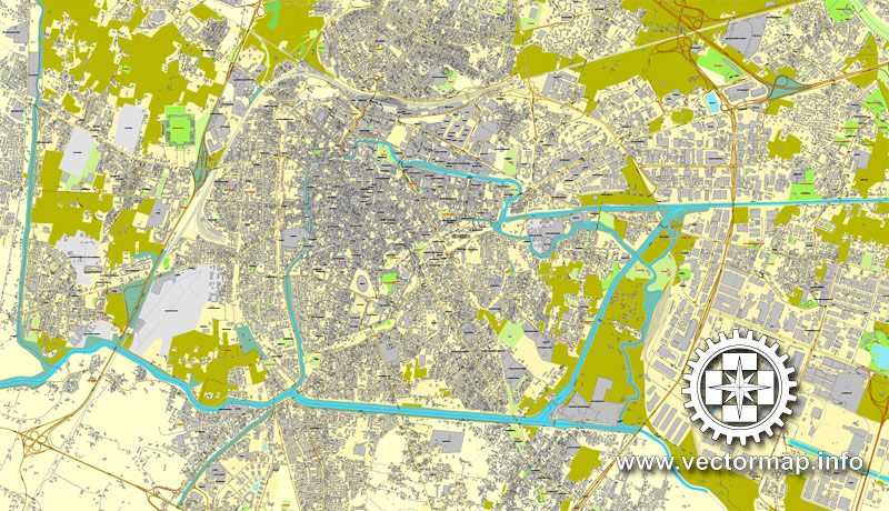 Padova / Padua, Italy, printable vector street  map City Plan, full editable, Adobe Illustrator, Royalty free