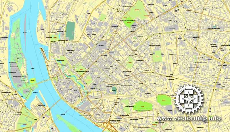 Riga, Latvia, printable vector street map, City Plan, full editable, Adobe Illustrator, Royalty free, full vector, scalable, editable, text format street names