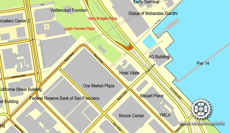 Map vector San Francisco, version 2, map, California, US, printable, vector street, City Plan map, full editable, Adobe Illustrator, full vector Map for design, print, arts, projects, presentations, for architects, designers and builders