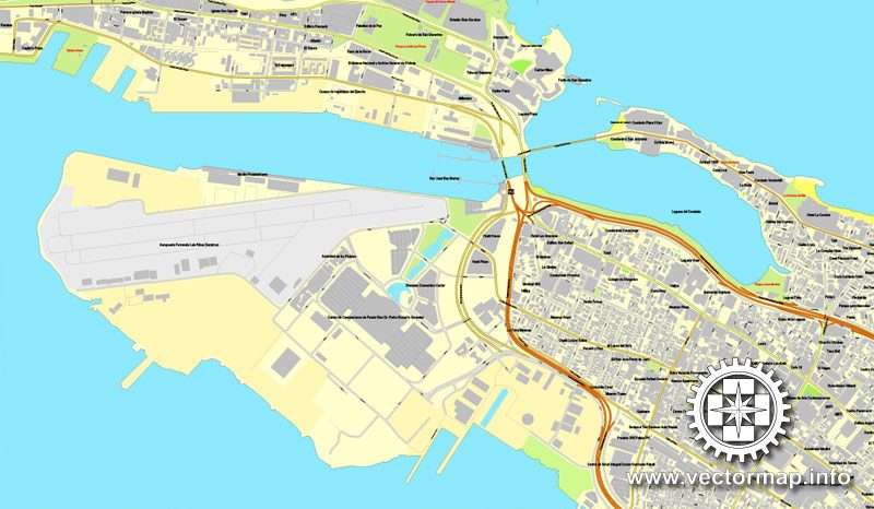 Map vector San Juan, Puerto Rico, US, printable vector street City Plan map, full editable, Adobe Illustrator, full vector Map for design, print, arts, projects, presentations, for architects, designers and builders
