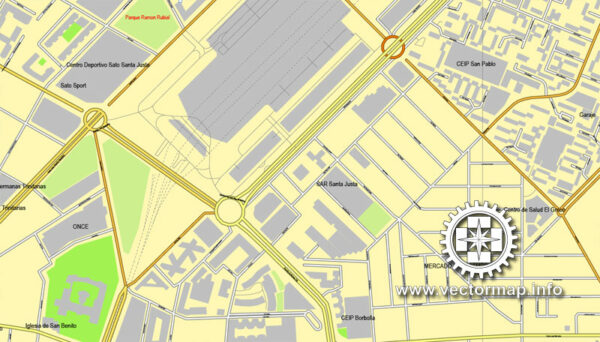Seville Sevilla, Spain, printable vector street City Plan map, full editable, Adobe illustrator