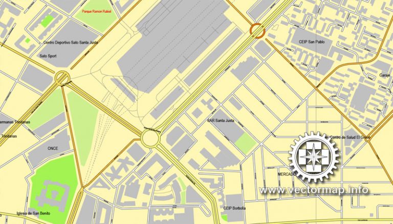 Seville Sevilla, Spain, printable vector street City Plan map, full editable, Adobe illustrator