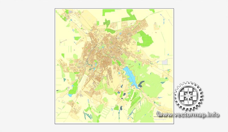 Map vector Simferopol, Ukraine, printable vector street City Plan map, full editable, Adobe illustrator Map for design, print, arts, projects, presentations, for architects, designers and builders