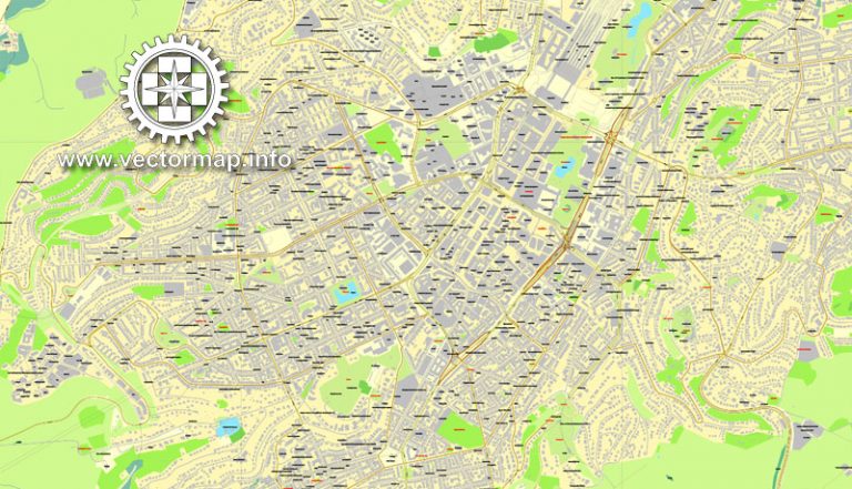 Stuttgart Germany vector street map City Plan editable, Adobe illustrator
