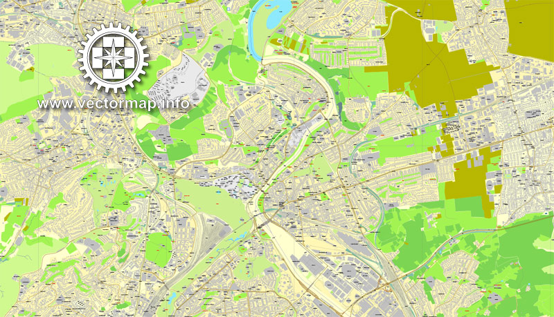 Stuttgart, Deutschland, Straße druckbare Vektorkarte Stadtplan, voll editierbar, Adobe Illustrator, voll Vektor, skalierbare, editierbare, Textformat Straßennamen
