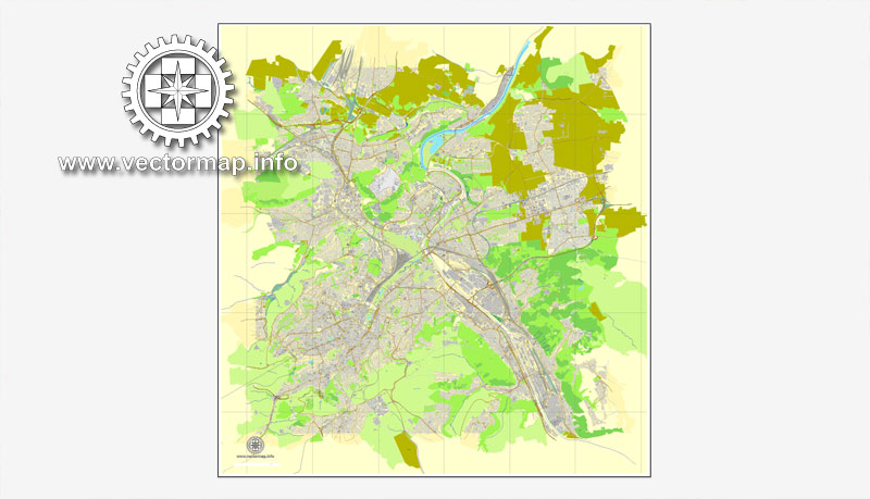 Stuttgart, Deutschland, Straße druckbare Vektorkarte Stadtplan, voll editierbar, Adobe Illustrator, voll Vektor, skalierbare, editierbare, Textformat Straßennamen