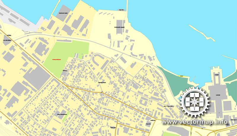 Tallinn, Estonia, printable vector street map, City Plan, full editable, Adobe Illustrator, Royalty free, full vector, scalable, editable, text format street names,