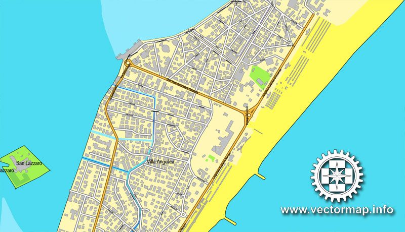 Venice / Venezia, Italy, printable vector street map City Plan, full editable, Adobe Illustrator, Royalty free