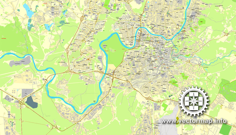 Vilnius, Lithuania, printable vector street map, City Plan, full editable, Adobe Illustrator, Royalty free, full vector, scalable, editable, text format street names
