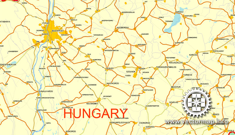 Map vector Hungary, printable vector Counrty map, GPS correct Mercator Projection, full editable, Adobe illustrator Map for design, print, arts, projects, presentations, for architects, designers and builders