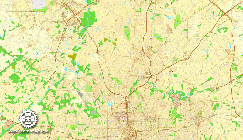 Vector map Atlanta, Georgia, US, vector map Adobe Illustrator editable City Plan, full vector, scalable, editable, text format street names