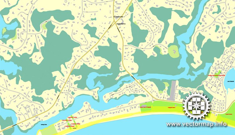 Vector map Barnstable, Massachusetts, US, vector map V.2 Adobe Illustrator editable City Plan, full vector, scalable, editable, text format street names