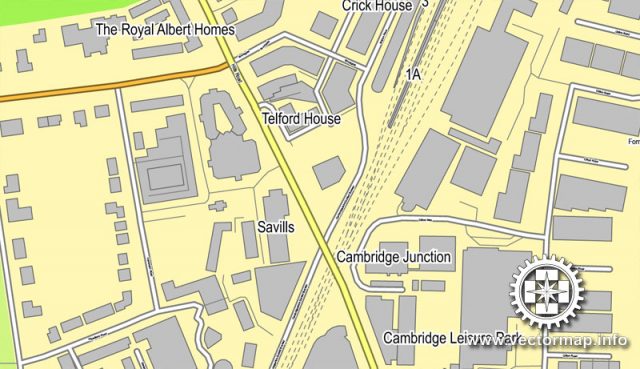 Cambridge UK Great Britain printable vector street map: City Plan full ...