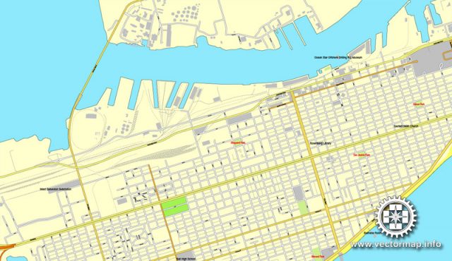 Houston, Texas, US printable vector street City Plan map 6 parts, full ...
