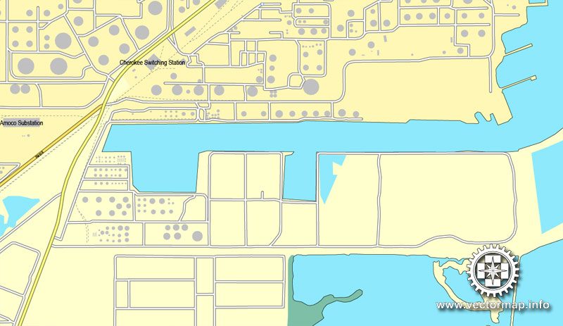Houston, Texas, US printable vector street City Plan map 6 parts, full editable, Adobe Illustrator
