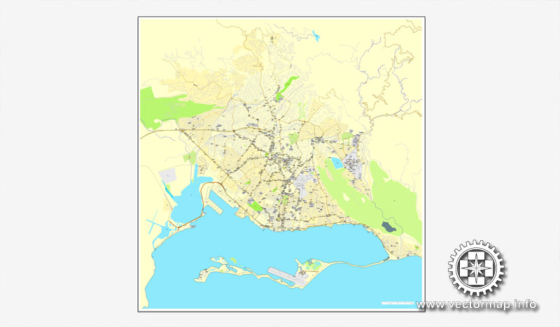 Kingston, Jamaica, printable vector street City Plan map, full editable, Adobe Illustrator, full vector, scalable, editable