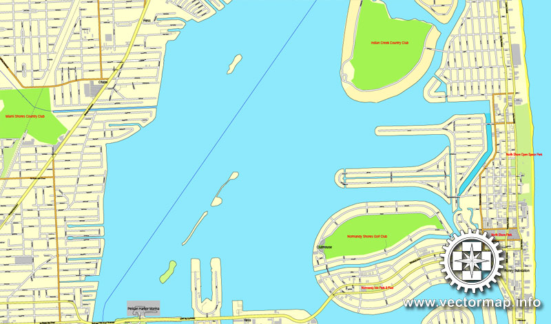 miami, florida, us printable vector street city plan map 4