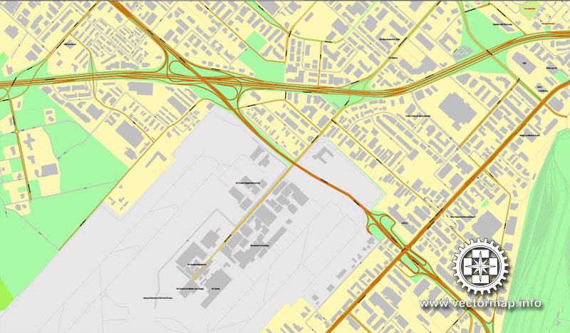 Vector map Montreal, Canada, printable vector street City Plan map, full editable, Adobe Illustrator 4 parts map, full vector, scalable, editable text format street names