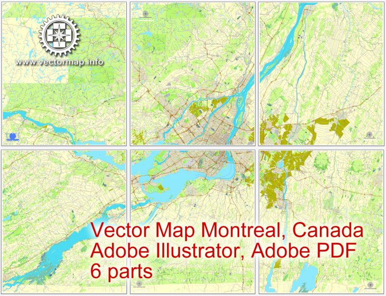 Montreal vector map in Adobe PDF: Printable City Plan Map of Montreal ...