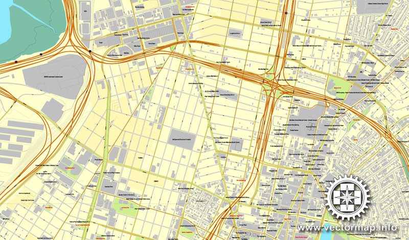 Vector map Oakland + Berkeley map V2, California, US printable vector street City Plan map, full editable, Adobe Illustrator