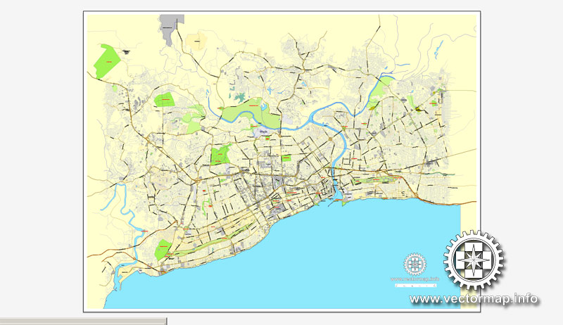 Santo Domingo Map Vector Rep. Dominicana printable vector City Plan simple full editable Street Map Adobe Illustrator