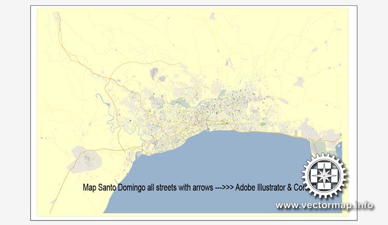 Santo Domingo, Rep. Doninicana map V.2 vector editable for design, Adobe Illustrator