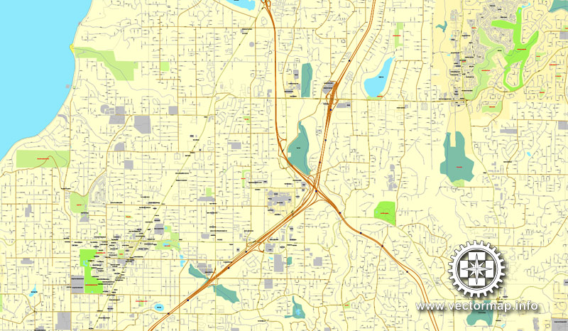 Editable map Seattle Washington