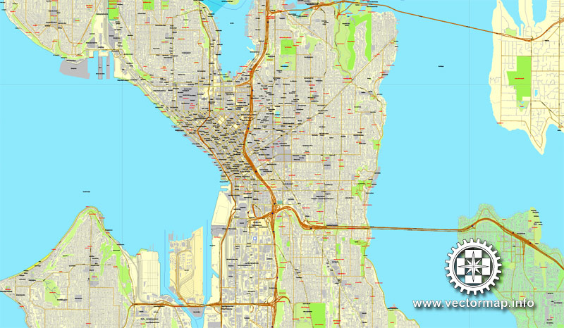 Illustrator map Seattle Washington