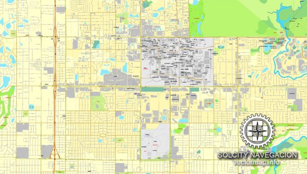 Tampa Florida Us Map Vector Printable City Plan Editable Street Map 