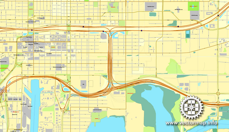 Tampa PDF Map Florida US printable vector City Plan V.7 full editable street map Adobe PDF