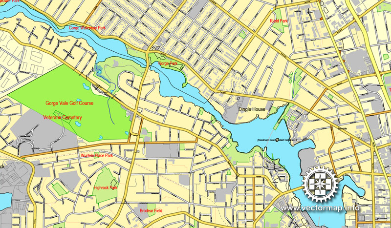 Vector Map Victoria V.2: Printable City Plan Map of Victoria, Canada, Adobe Illustrator, full vector, scalable, editable, separated text layer street names, 29,2 mb ZIP All streets, some more buildings. Map for design, printing, arts, projects, presentations.