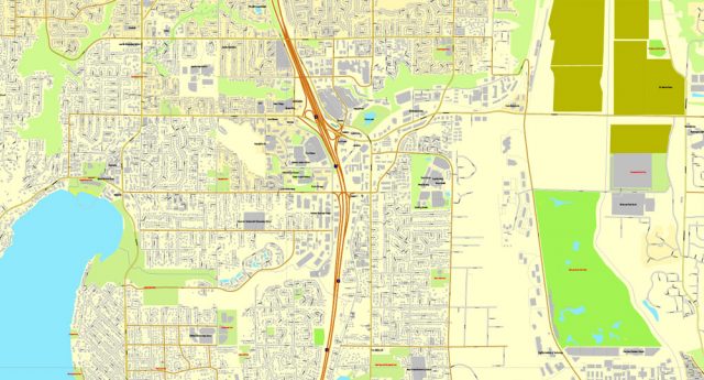 Seattle Map Vector state Washington US printable City Plan 3 parts V2 ...