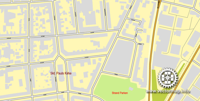 Vector map Aarhus, Denmark, printable vector street City Plan map, full editable, Adobe Illustrator, full vector, scalable, editable, text format street names, 6,3 mb ZIP
