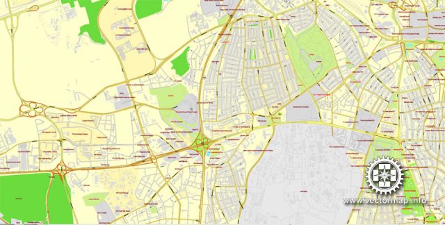 Ankara, Turkey, printable vector street City Plan map, full editable ...