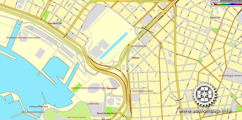 Vector map Athens, Greece, printable vector street City Plan map, full editable, Adobe Illustrator, full vector, scalable, editable, text format street names, 20,8 mb ZIP