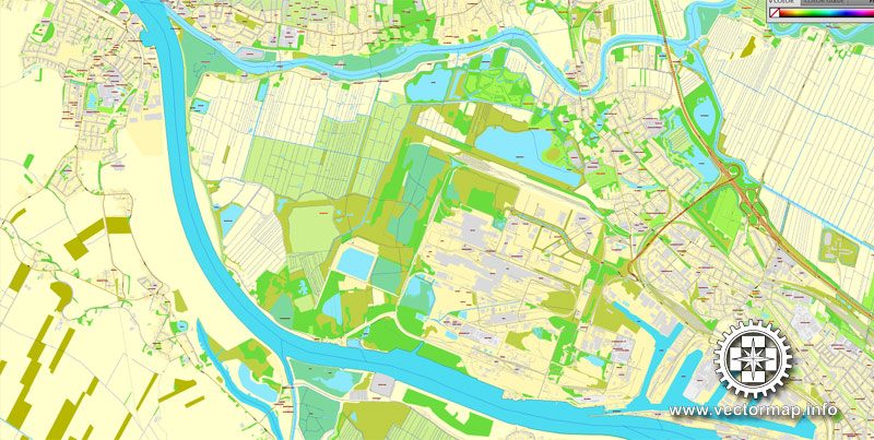 Vector map Bremen, Germany, printable vector street City Plan map in 4 parts, full editable, Adobe Illustrator