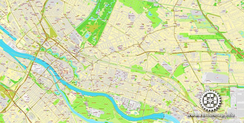 Vector map Bremen, Germany, printable vector street City Plan map in 4 parts, full editable, Adobe Illustrator