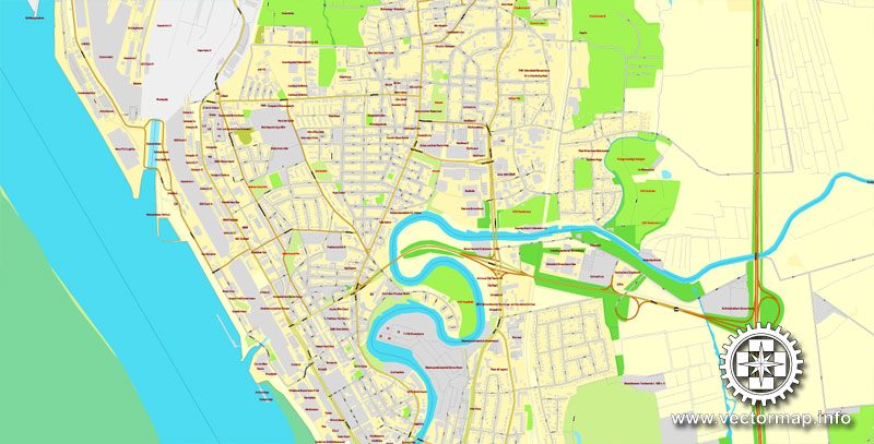 Vector map Bremerhaven, Germany, printable vector street City Plan map, full editable, Adobe Illustrator, full vector, scalable, editable, text format street names, 14,6 mb ZIP