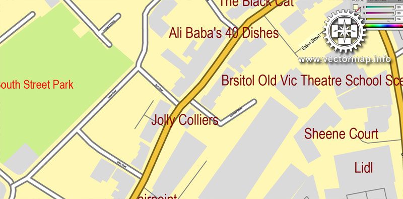 Vector map Bristol, England, printable vector street City Plan map, full editable, Adobe Illustrator, full vector, scalable, editable, text format street names, 11,5 mb ZIP