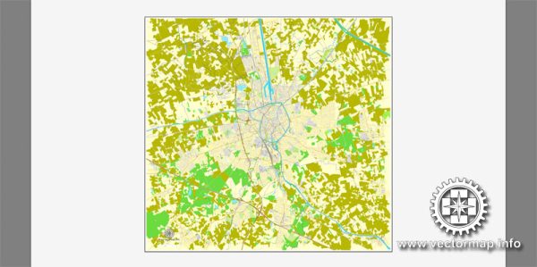 Vector Map Bruges / Brugge, Belgium, printable vector City Plan map, full editable, Adobe Illustrator, full vector, scalable, editable, text format street names, 4,3 mb ZIP