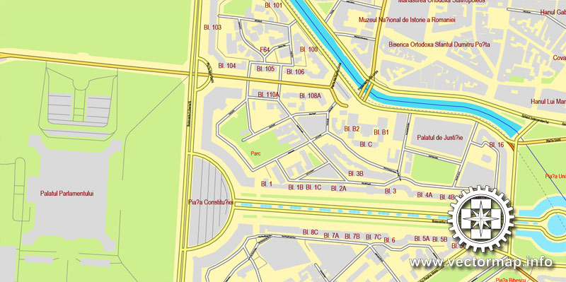 Vector map Bucharest, Romania, printable vector street City Plan map, full editable, Adobe Illustrator, full vector, scalable, editable, text format street names, 26,8 mb ZIP