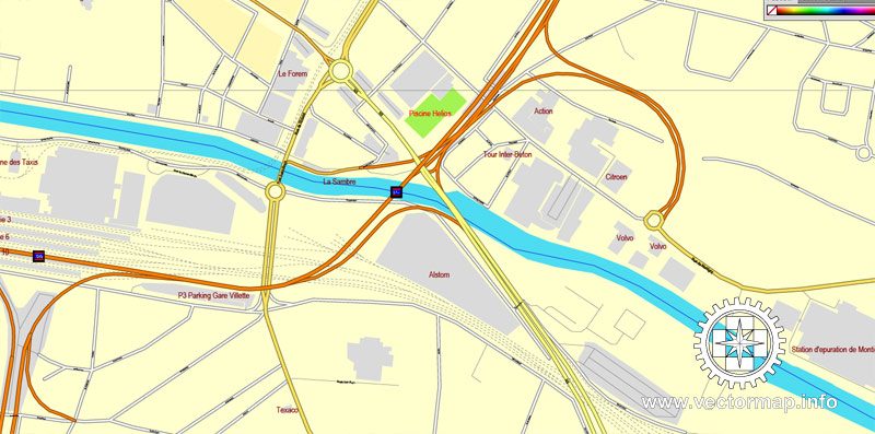 Vector Map Charleroi, Belgium, printable vector City Plan map, full editable, Adobe Illustrator, full vector, scalable, editable, text format street names, 3,3 mb ZIP